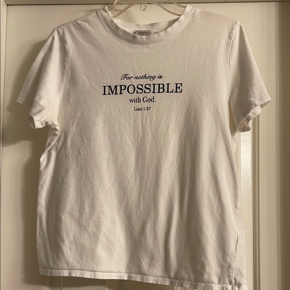 Forever 21 Tops - Forever 21 with purpose White Graphic T-Shirt with Inspirational Quote, size M